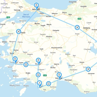 tourhub | Tour Altinkum Travel | Highlights of Turkey- Twelve Days | Tour Map