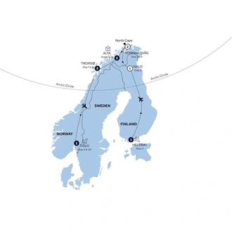 tourhub | Insight Vacations | Northern Lights of Scandinavia - Small Group, Winter | Tour Map