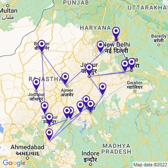 tourhub | Panda Experiences | North India Tour from Delhi | Tour Map
