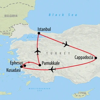 tourhub | On The Go Tours | Cultural Triangle of Turkey - 8 days | Tour Map