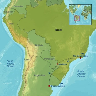 tourhub | Indus Travels | Essential Brazil And Argentina | Tour Map