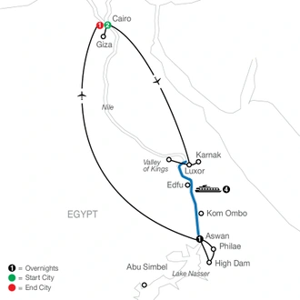 tourhub | Globus | Egypt with Nile Cruise | Tour Map