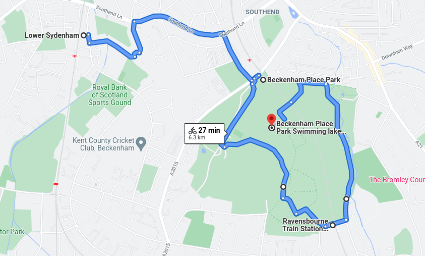 Beckenham Place Park cycle route