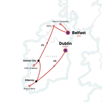 tourhub | G Adventures | Highlights of Ireland | Tour Map