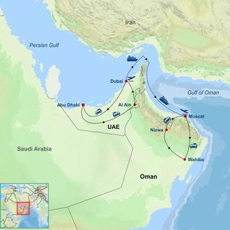 tourhub | Indus Travels | Unforgettable UAE and Oman | Tour Map