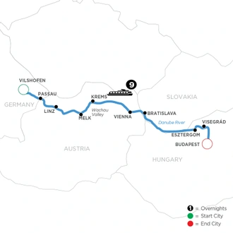 tourhub | Avalon Waterways | Illuminations on the Danube (Eastbound) (Expression) | Tour Map