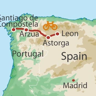 tourhub | UTracks | Spanish Camino by Bike: Leon to Santiago | Tour Map