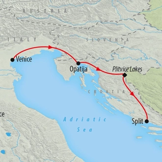 tourhub | On The Go Tours | Venice to Split - 4 Days | Tour Map