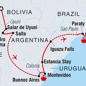 tourhub | Intrepid Travel | Real Bolivia to Brazil | Tour Map