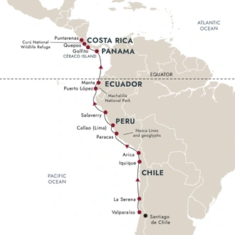 tourhub | HX Hurtigruten Expeditions | Pacific Latin America — Ancient Wonders and National Parks | Tour Map