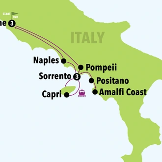 tourhub | Italy on a Budget tours | ROME & AMALFI COAST - 7 Days/ 6 Nights | Tour Map