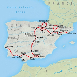 tourhub | On The Go Tours | Barcelona to Lisbon - 13 days | Tour Map