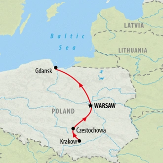 tourhub | On The Go Tours | Highlights of Poland - 7 Days | Tour Map