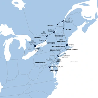 tourhub | Insight Vacations | Best of Eastern Canada & USA - Small Group | Tour Map