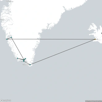 tourhub | HX Hurtigruten Expeditions | Discovering Greenland – From Reykjavík to Nuuk (Flight Included) | Tour Map