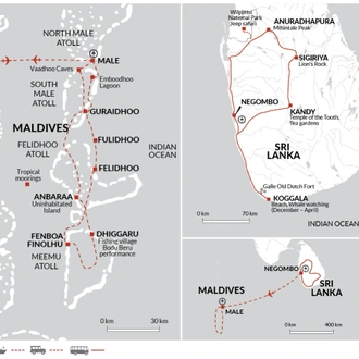 tourhub | Explore! | Highlights of Sri Lanka and Maldive Dhoni Cruise | Tour Map