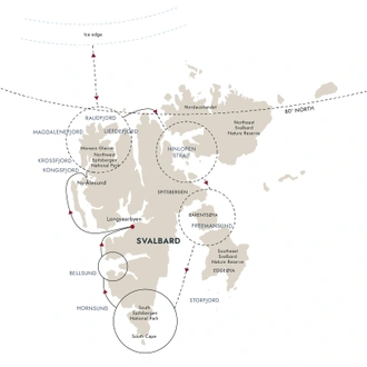 tourhub | HX Hurtigruten Expeditions | Circumnavigating Spitsbergen: In the Realm of the Polar Bear | Tour Map