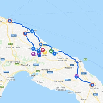 tourhub | Authentic Puglia Tours | Puglia Road Trip with Gastronomy & Wine (Spring & Autumn) | Tour Map
