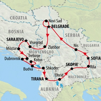 tourhub | On The Go Tours | Southern Balkan Discovery Superior - 14 days | Tour Map