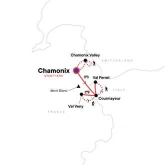 tourhub | G Adventures | Mont Blanc Explorer | Tour Map
