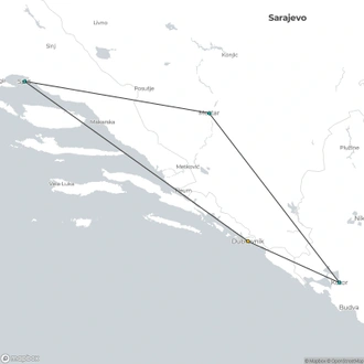 tourhub | Today Voyages | Adventures Along the Adriatic: Croatia, Montenegro & Bosnia, Self-Drive | Tour Map