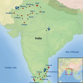 tourhub | Indus Travels | Great India | Tour Map