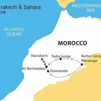 tourhub | Nomadic Tours | Marrakech & Sahara 8 Days - Private Tour Min 2 Pax | Tour Map