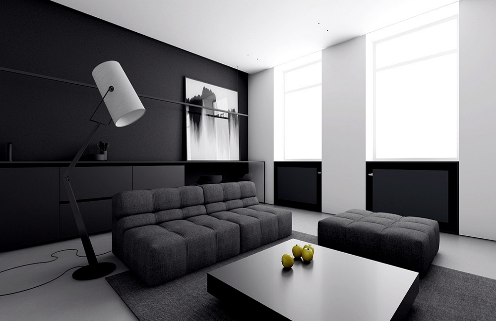 desain interior apartemen studio monokrom