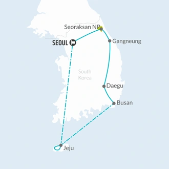 tourhub | Bamba Travel | Korean World Heritage Adventure 11D/10N | Tour Map