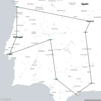 tourhub | Julia Travel | Madrid, Portugal & Andalucia 14 Days | Tour Map