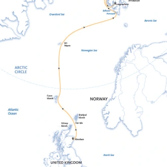 tourhub | Exodus | Arctic Saga: Exploring Spitsbergen via the Faroes and Jan Mayen | Tour Map