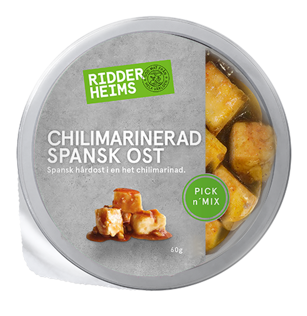 Atria återkallar Ridderheims Chilimarinerad spansk ost med bäst-före-datum 25 september 2021eftersom produkten är felmärkt. 
