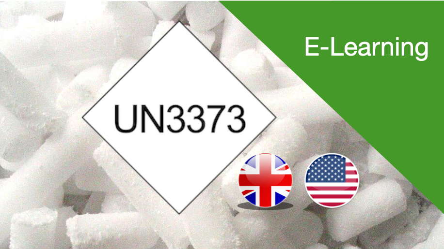 Représentation de la formation : E-learning  Category B (UN3373) &  Dry ice (UN1845) - Initial / Refresher - function 7.1 - UK