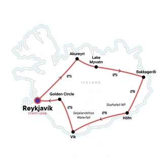tourhub | G Adventures | Best of Iceland | Tour Map