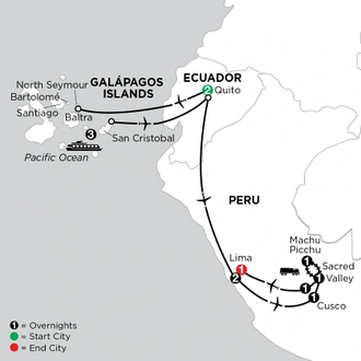 tourhub | Globus | Independent Galapagos cruise aboard the Galápagos Legend with Peru | Tour Map