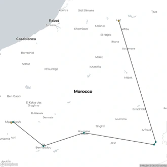 tourhub | TouaregTrails | Viaggio Da Fes a Marrakech - 8 dia | Tour Map