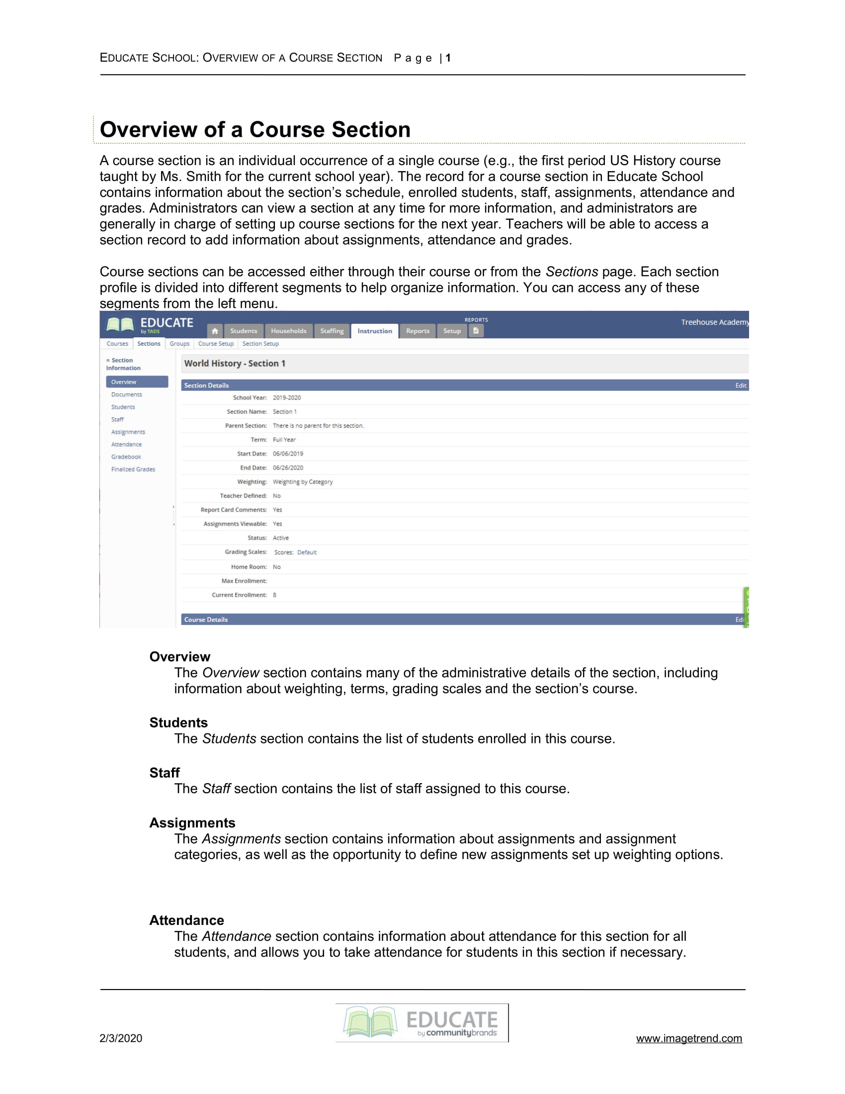 Overview of a Course Section