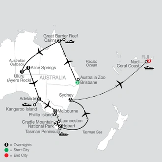 tourhub | Globus | Australian Safari with Fiji | Tour Map