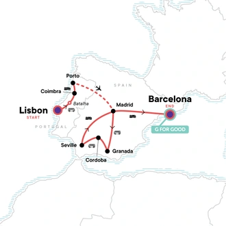 tourhub | G Adventures | Best of Spain & Portugal | Tour Map