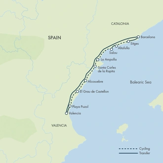 tourhub | Exodus | Cycling the Mediterranean Coast in Spain | Tour Map