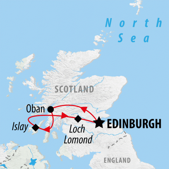 tourhub | On The Go Tours | Whisky Coast & Loch Lomond - 4 days | Tour Map