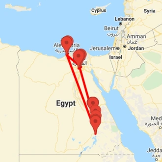 tourhub | Ancient Egypt Tours | 9 Days Cairo And Nile Cruise With Alexandria Holiday (6 destinations) | Tour Map