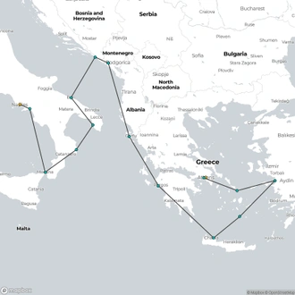 tourhub | Aurora Expeditions | Athens to Naples: Myths of the Mediterranean | Tour Map