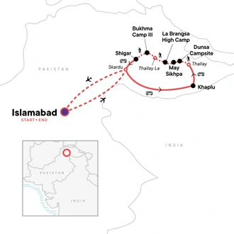 tourhub | G Adventures | Pakistan: Hike the Karakoram Mountains | Tour Map