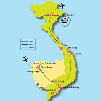 tourhub | Tweet World Travel | Vietnam And Cambodia Tour: 16-Day Discovery | Tour Map