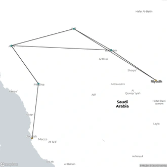 tourhub | Crooked Compass | Riyadh to Jeddah Overlander | Tour Map