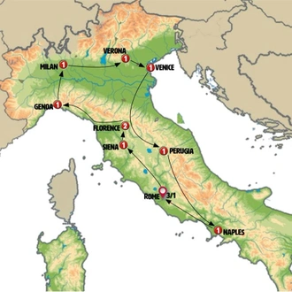 tourhub | Europamundo | Golden Italy and Beautiful Campania | Tour Map