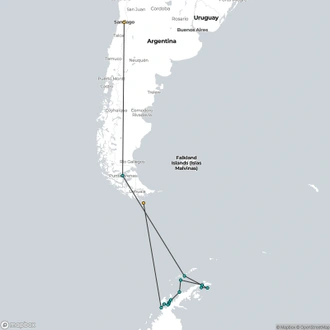 tourhub | HX Hurtigruten Expeditions | In-depth Antarctica & Patagonia Expedition | Northbound | Tour Map