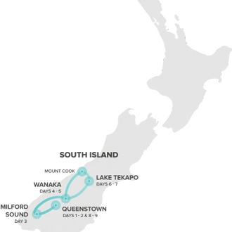 tourhub | Intro Travel | NZ Intro South Island | Tour Map