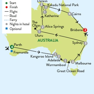 tourhub | Travelsphere | The Wonders of Australia | Tour Map